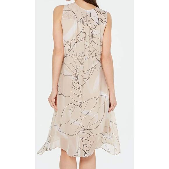 Alfani Womens Printed Pink Pastel V-Neck Shift Dress size M - Picture 2 of 8